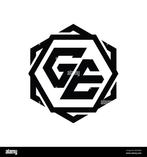 Ge Logo Monogram Hexagon Shape With Geometric Abstract Isolated Outline