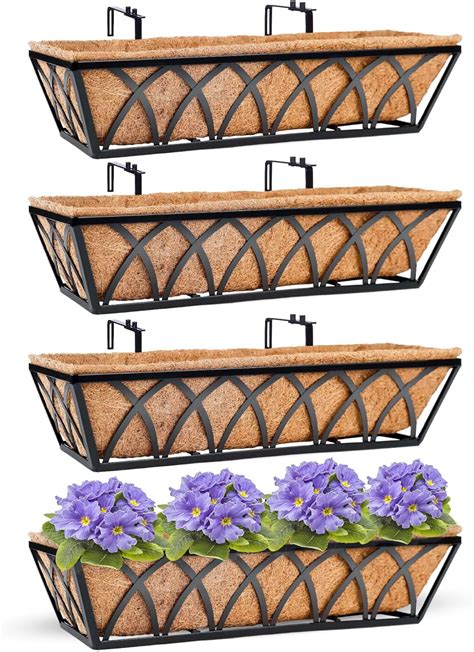 24 Inch Window Deck Rail Planter With Coco Liner 24 Dia Window Box Trough With Coconut Coir