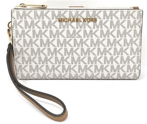 Michael Kors Jet Set Double Zip Wristlet Phone Wallet Vanilla Mk