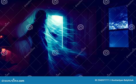 Person Standing In Dark Room With Light Shining Through The Window Generative Ai Stock Image