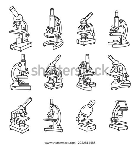 Microscope Hand Draw Doodle Line Art Stock Vector Royalty Free