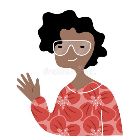 Cartoon Character Of A Teenage Girl Say Hi Hand And She Wear Eyeglasses Flat Vector