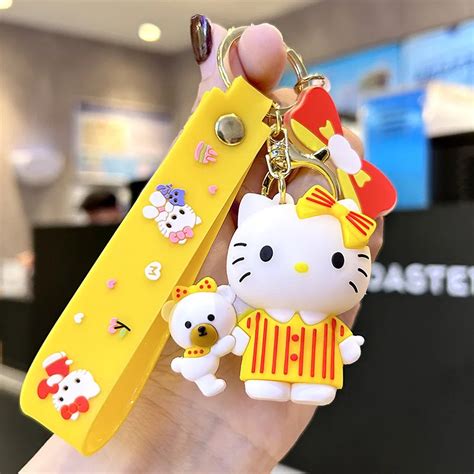 3d Pvc Cute Cartoon Kawaii Anime Creative Kitty Couple Bag Keychain Pendant Accessories Toy