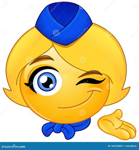 Stewardess emoticon stock vector. Illustration of airline - 164159893