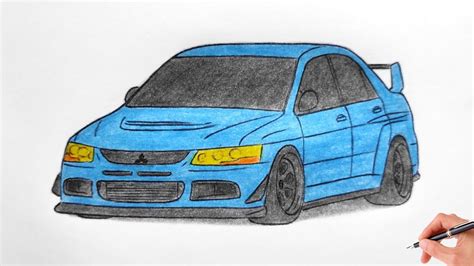 How To Draw A Mitsubishi Lancer Evolution Drawing D Car