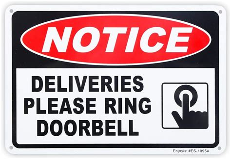 Deliveries Please Ring Doorbell Sign 10x 7 04 Aluminum Sign Rust