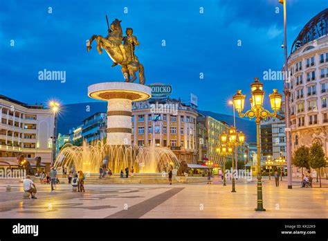 Statue of Alexander the Great, Macedonia Square, Skopje, Republic of ...