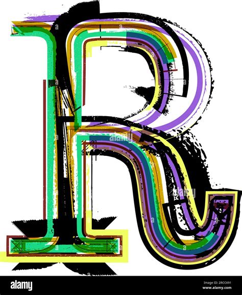 art sketched fonts, uppercase symbols, vector illustration letter R ...