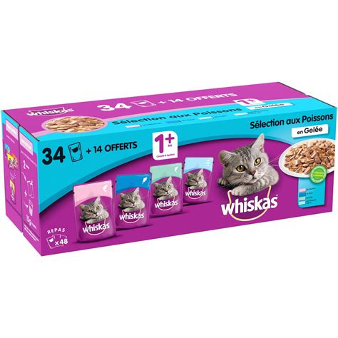 P T S Pour Chat En Gel E Au Poisson Whiskas La Boite De Sachets