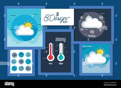 Five Designs Of Weather Forecast Stock Vector Image Art Alamy