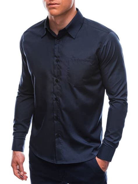 Men S Shirt With Long Sleeves K Dark Blue Modone Wholesale