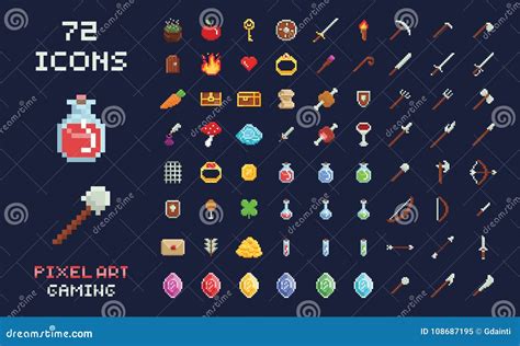 Bit Pixel Art Game Icon Set Ui Elements Pixel Set Game World And Images