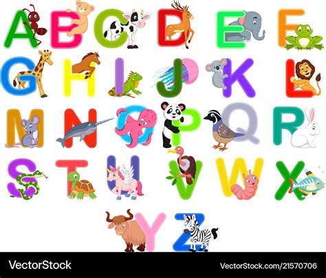 Animals Alphabet Set Royalty Free Vector Image