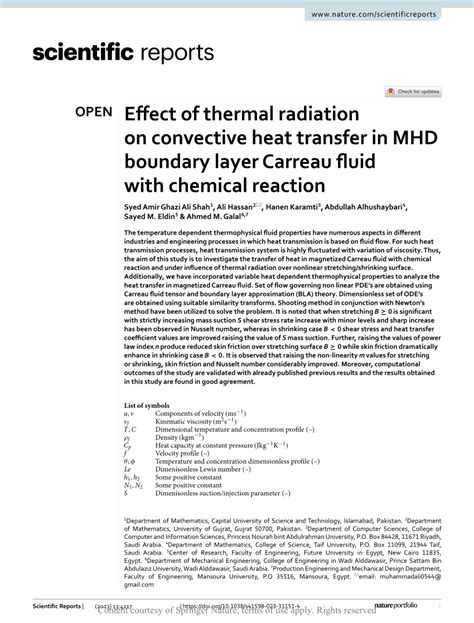 Pdf Effect Of Thermal Radiation On Convective Heat Transfer In Mhd