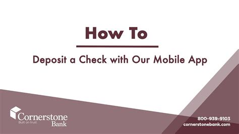 How To Make A Mobile Check Deposit Cornerstone Bank Youtube