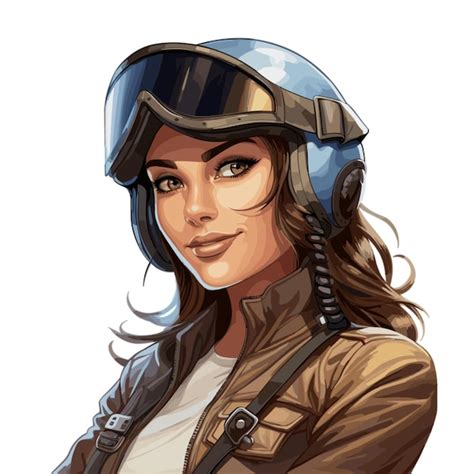 Vector De Piloto Mulher Em Fundo Branco Vetor Premium