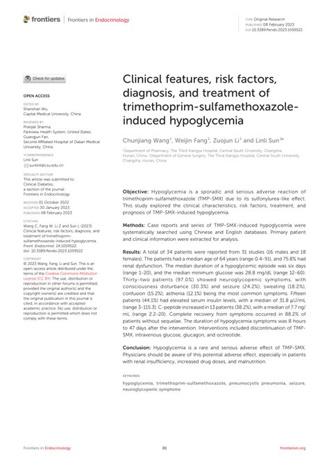 Pdf Clinical Features Risk Factors Diagnosis And Treatment Of Trimethoprim Sulfamethoxazole