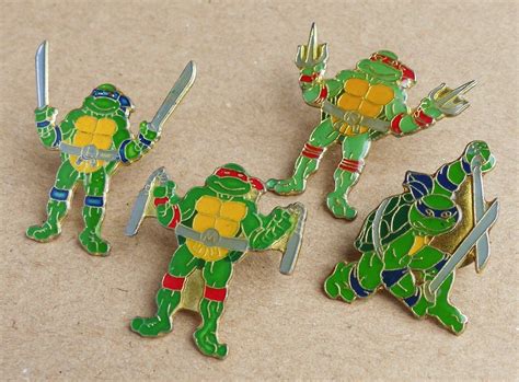 Vintage S S Teenage Mutant Ninja Turtles Enamel Pin Badges