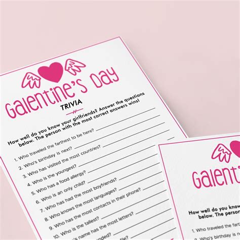 Galentines Games Printable Hot Pink Ladies Night Out Activity Etsy