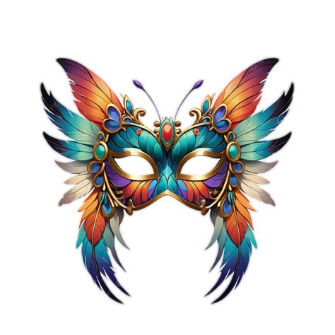 Feather Mask With Butterfly Wing Patterns, Mask, Party, Feather PNG