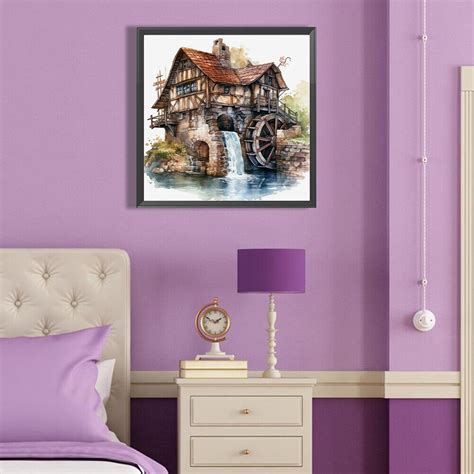 H1 5D DIY Full Round Drill Diamond Painting House By The River Kit