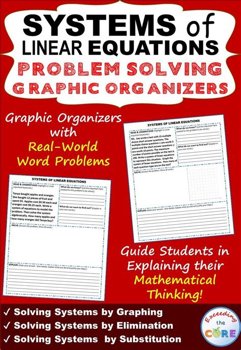 Systems Of Linear Equations Word Problems With Graphic Organizer Word