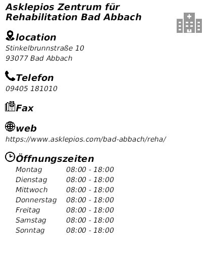 Asklepios Zentrum F R Rehabilitation Bad Abbach Ffnungszeiten