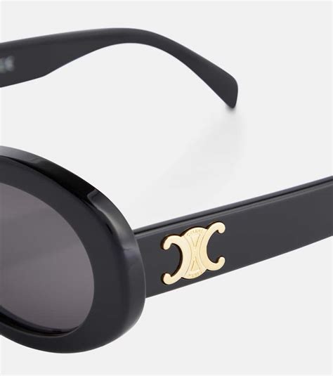 Celine Triomphe 01 Oval Sunglasses In Black ModeSens