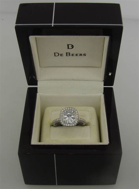 De Beers 2.24 Carat Cushion Cut Diamond Platinum Solitaire Ring at ...