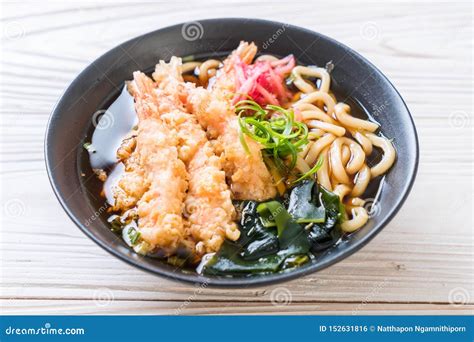 Macarronetes De Ramen Do Udon Tempura Dos Camar Es Foto De Stock