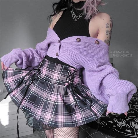 Pastel Goth Lace Splicing Mini Skirt Kawaii Fashion Outfits Fancy