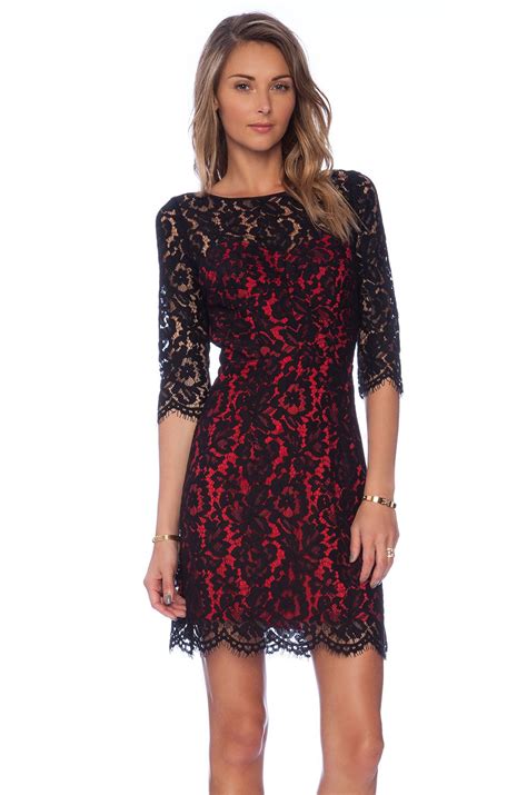 Milly Ally Dahlia Lace Dress In Black And Red Revolve Lace Dress Dresses Formal Cocktail Dress