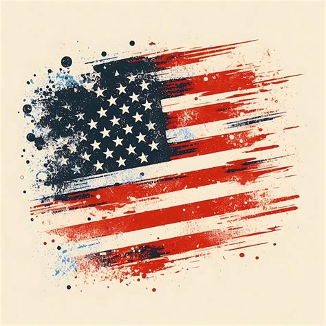 Flat Design Grunge American Flag Background Usa Pride Freedom