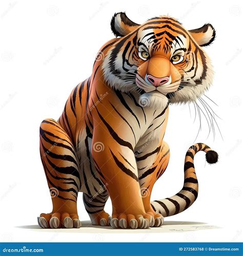 Funny Tiger Cartoon Generative AI Stock Photo Image Of Mammal