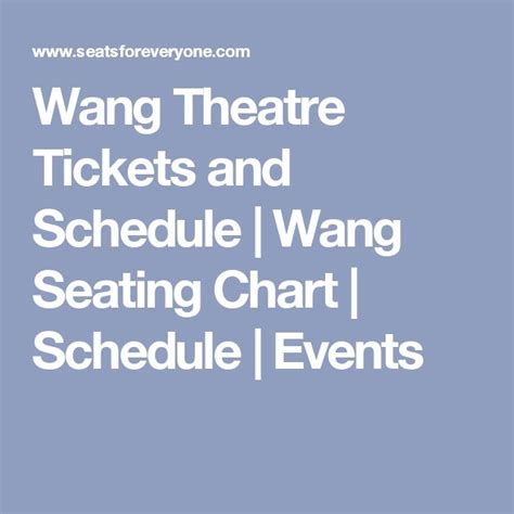 Boch Wang Theater Seating Chart