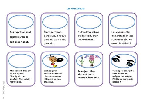 Jeu De Cartes Les Virelangue Français Fle Fiches Pedagogiques Pdf And Doc