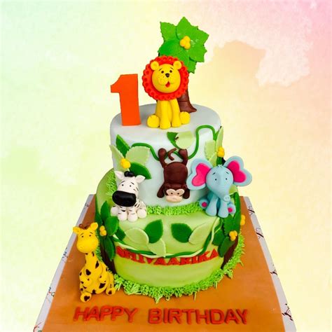 Wild Animals 3 Kg First Birthday Customised theme Cakes by Cake Square Chennai | Best Bakery in ...