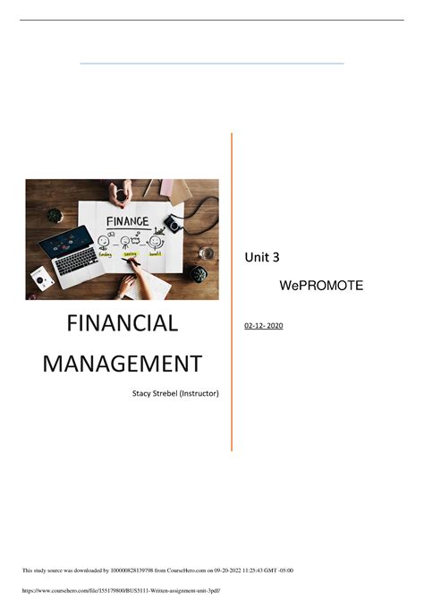 Bus Written Assignment Unit Financial Management Stacy Strebel