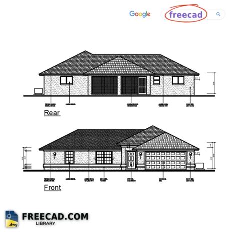 Free Block Single Storey House Сad 2d In Dwg Autocad