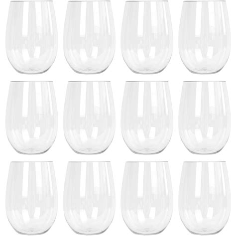 Reusable Plastic Stemless Wine Glasses 480ml Pack Of 12