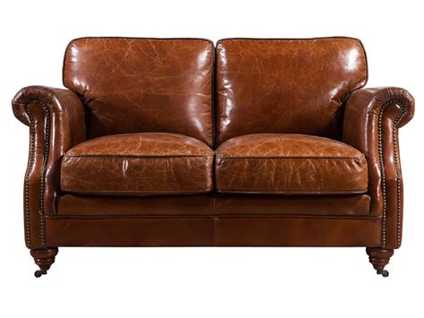 Riveted Antique Leather Sofa 2S