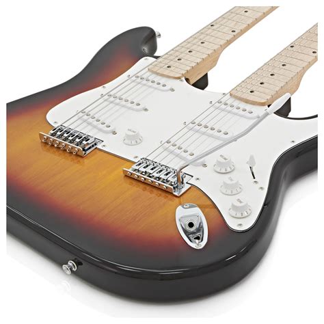 LA Double Neck Guitar Sunburst Gear4music Guitarra Eléctrica de dois