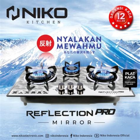 Jual NIKO KOMPOR GAS KACA HITAM SOLID 3 TUNGKU REFLECTION PRO NIKO