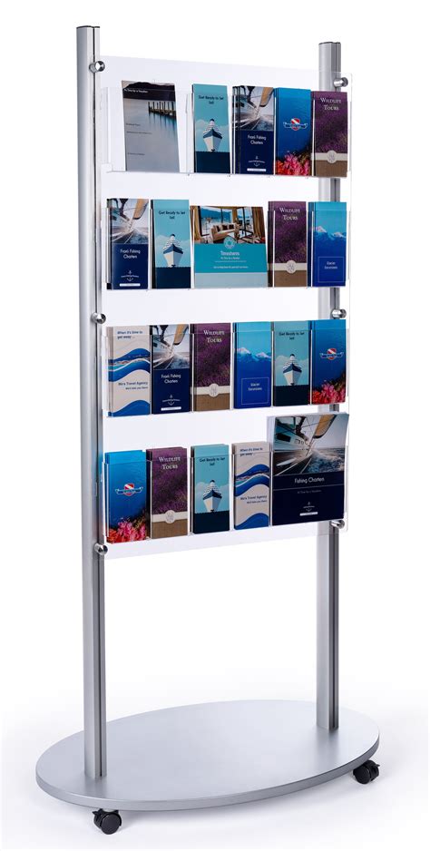 4 Tiered Metal Literature Floor Stand 4 8 5 W 12 24 Pockets Silver