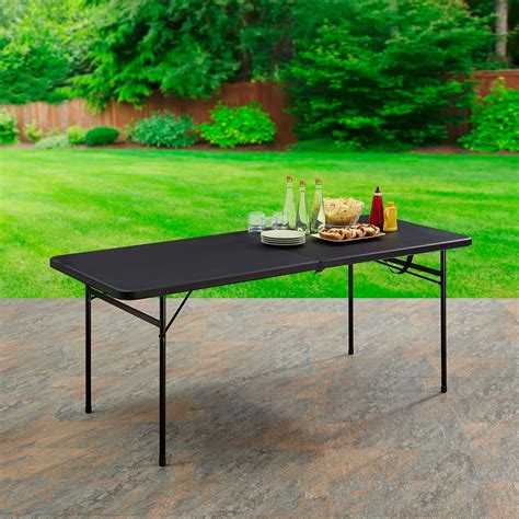 Mainstays 6 Foot Bi-Fold Plastic Folding Table, Black - Walmart.com