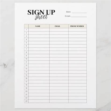 Sign Up Form Template Letterhead Zazzle