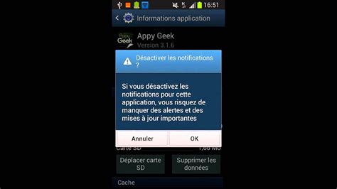 Désactiver les notifications d une application Android YouTube