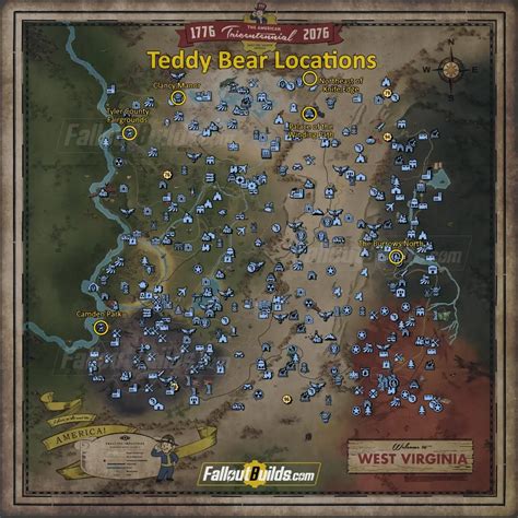 Fallout 76 Teddy Bear Locations Map