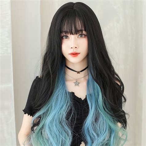 C 0320 Wig Female Long Hair Hanging Ear Pick Dyeing Long Curly Hair Natural Full Head Set