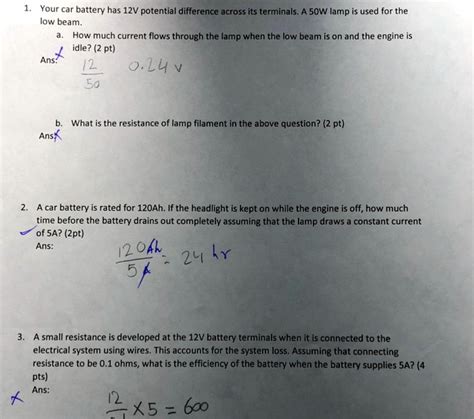 Solved Your Car Battery Has A V Potential Difference Across Its